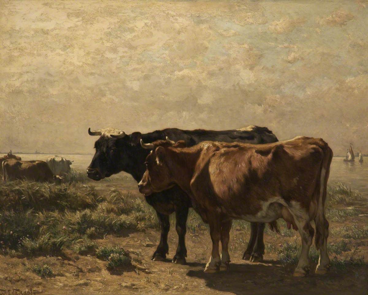 Cattle On The Banks Of A Dutch River Art Uk