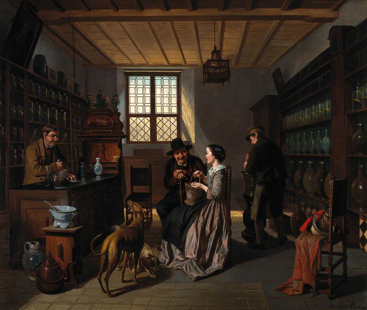 Interior of a Pharmacy, with Four Figures | Art UK